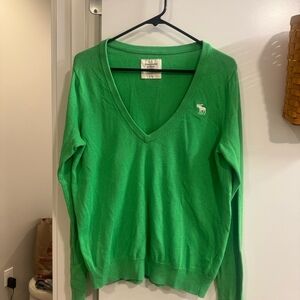 Y2K Abercrombie & Fitch Green V Neck Sweater Size L